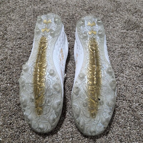 Under Armour Football Cleats White/Gold Men’s Size 8.5 Pre-Owned - Picture 7 of 13